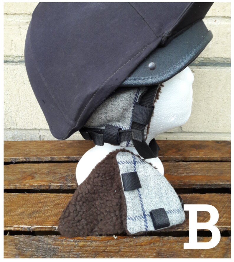 Tweed riding hat ear muffs warmers brown sherpa fleece lined. Etsy