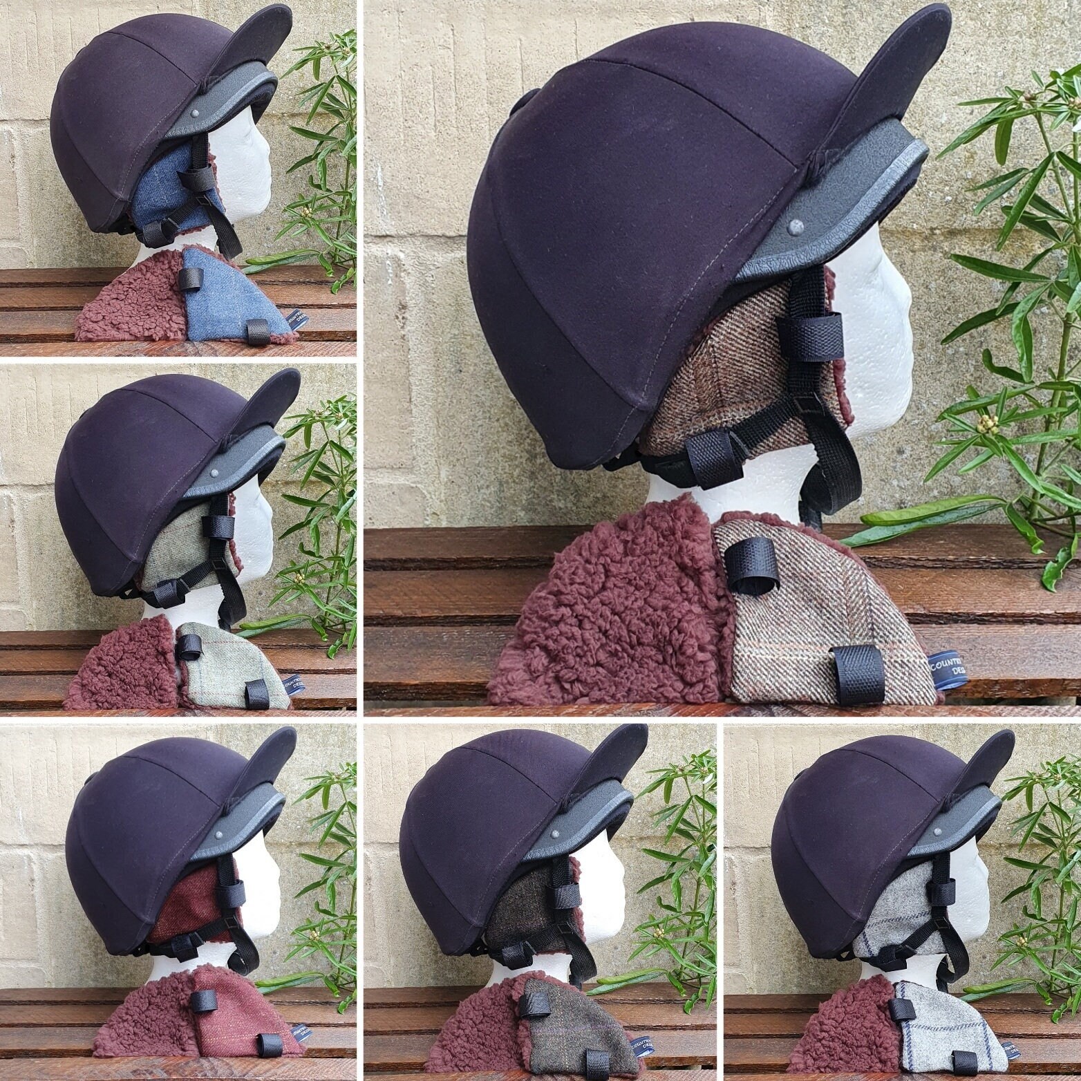 Tweed Riding Hat Ear Muffs Warmers Brown Sherpa Fleece Lined. Etsy UK