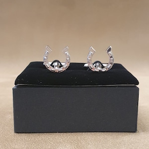 Lucky Horseshoe silver cufflinks equestrian gifts, wedding gifts. boxed
