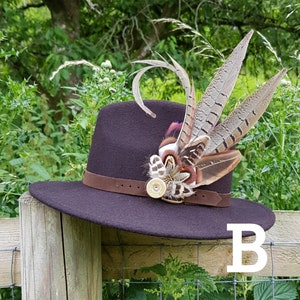 Extra Large Pheasant feather hat pin country wear B