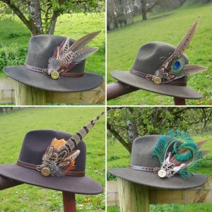 Large Pheasant feather hat pin country wear