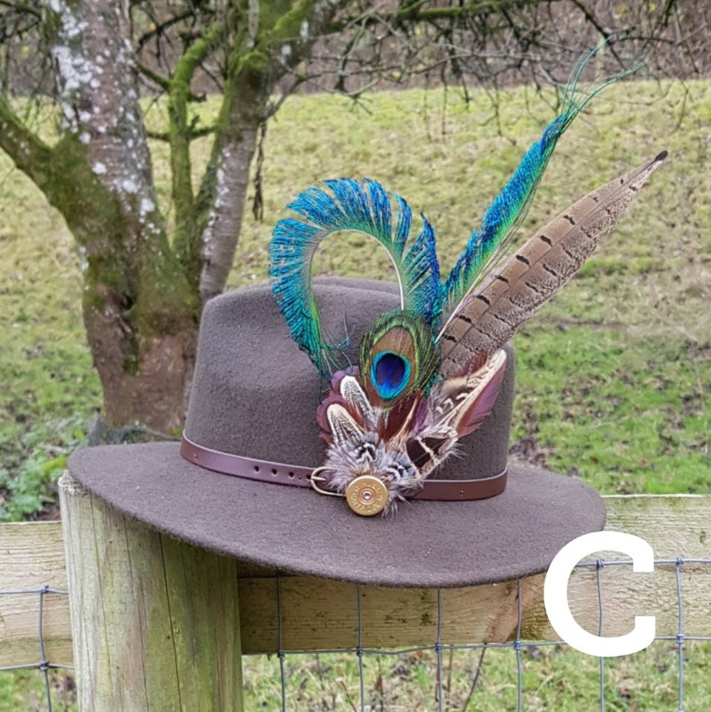 Extra Large Pheasant feather hat pin country wear C