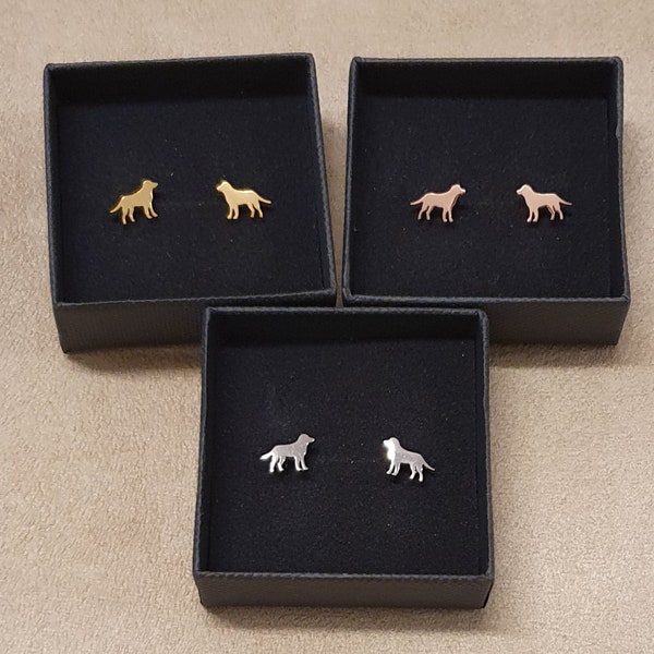 Hunde Ohrringe in Gold, Rosegold oder Silber. kommt verpackt