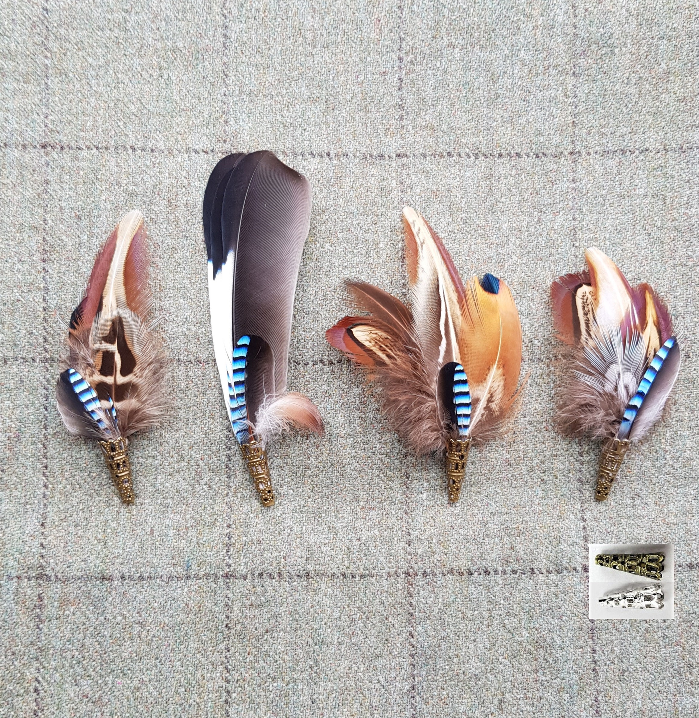 Pikadingnis Vintage Feather Flower Brooch Pins Elegant Feather