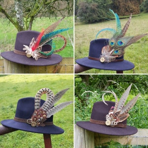 Extra Large Pheasant feather hat pin country wear image 1