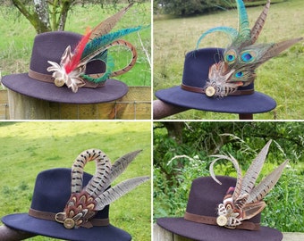 Extra Large Pheasant feather hat pin country wear