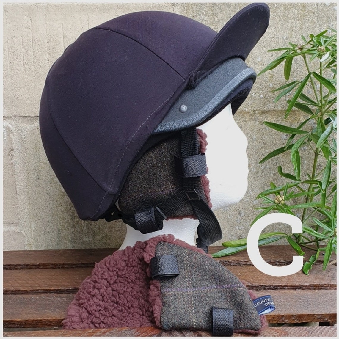 Tweed Riding Hat Ear Muffs Warmers Brown Sherpa Fleece Lined. Etsy UK