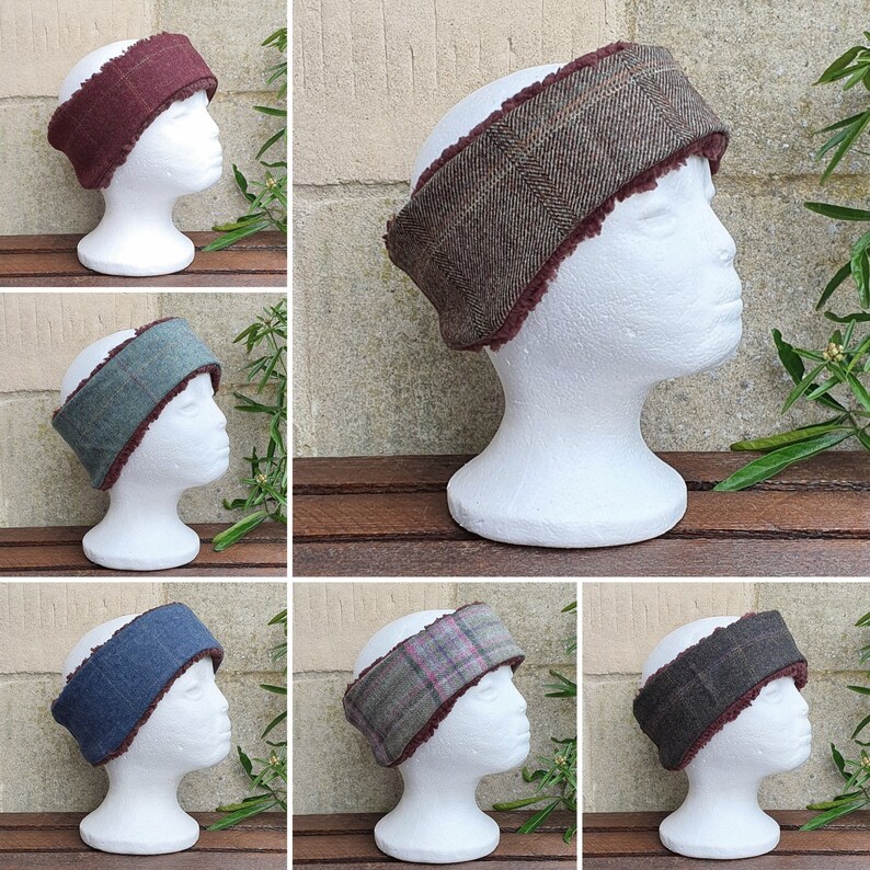 Tweed Riding Hat Ear Muffs Warmers Brown Sherpa Fleece Lined. Etsy UK