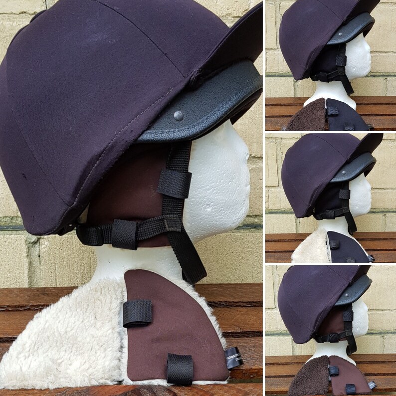 Waxed riding hat ear muffs warmers brown and beige sherpa Etsy