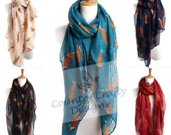 Beautiful fox print ladies scarf shawl infinty scarf. Free uk delivery
