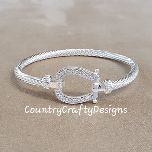 Horseshoe Cuff Bracelet silver, perfect Equestrian gift. Comes boxed