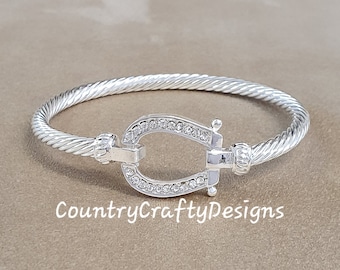 Hufeisen Manschette Armband Silber, perfekte Geschenk Kommt verpackt