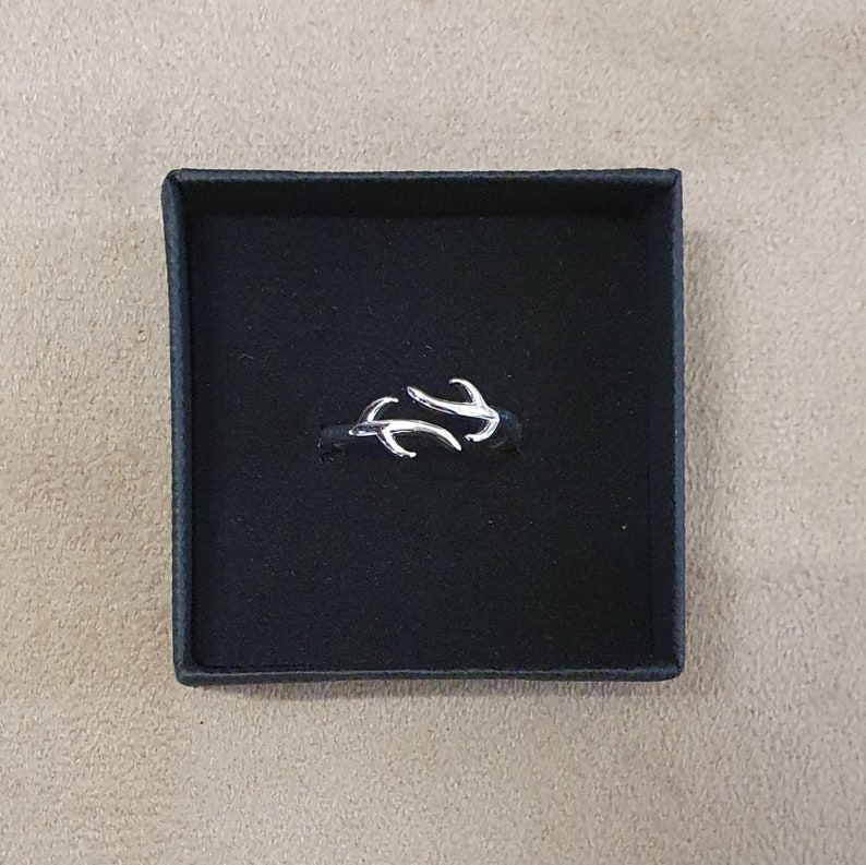 Antler ring silver. Adjustable. comes boxed image 2