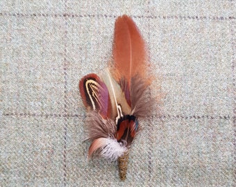Pheasant Feather Brooch Hat Lapel Pin 