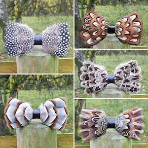 Pheasant feather bow tie, Country wear. boxed gift