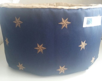 Cat Bed, Dog Bed, Pet Bed, designer, cat cave, modern, dark blue, star pattern