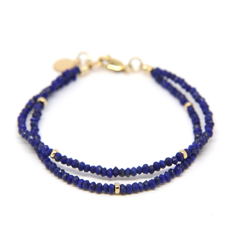 double strand. Lapis lazuli gemstone bracelet