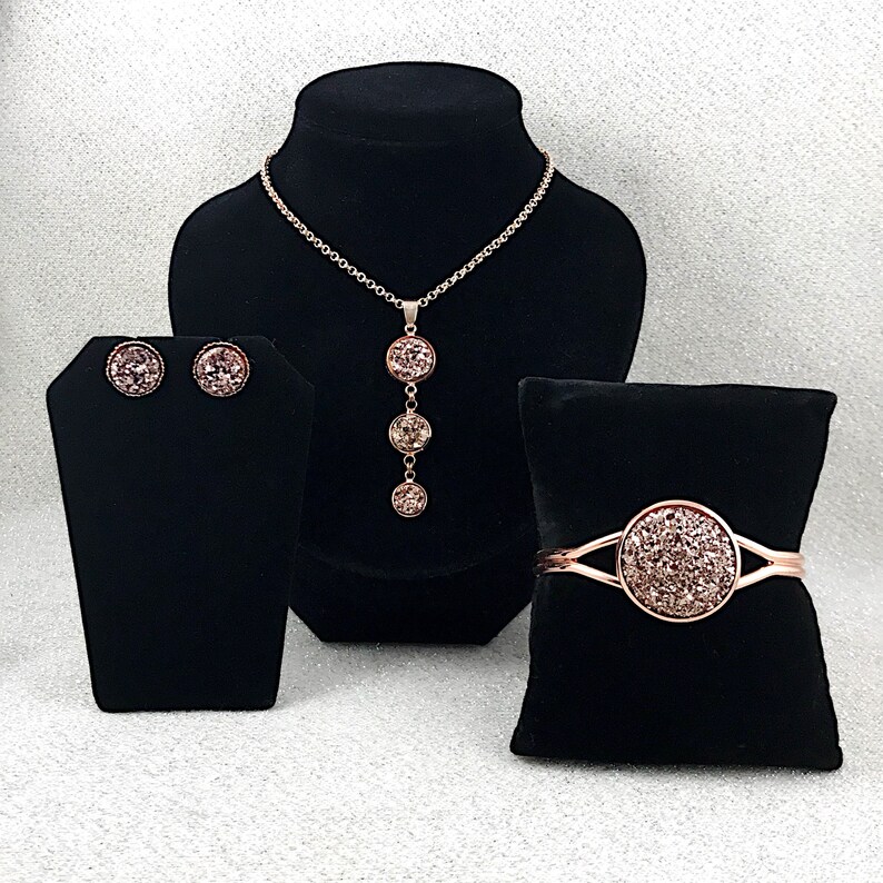 Bridesmaid Gifts Rose Gold Druzy Bridesmaids Jewelry Set Etsy