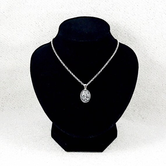 Metal Druzy Necklace Oval - Oval Druzy Pendant Necklace Metal Druzy Necklace Oval - Oval Druzy Pendant Necklace