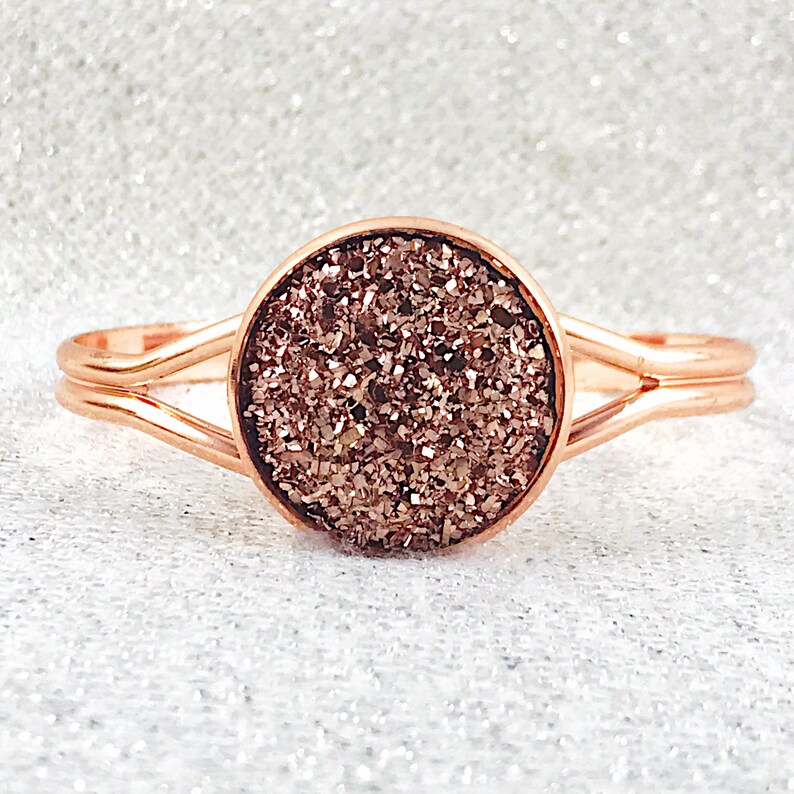 Rose Gold Druzy Cuff Bracelet for Women Rose Gold Bridesmaid Etsy