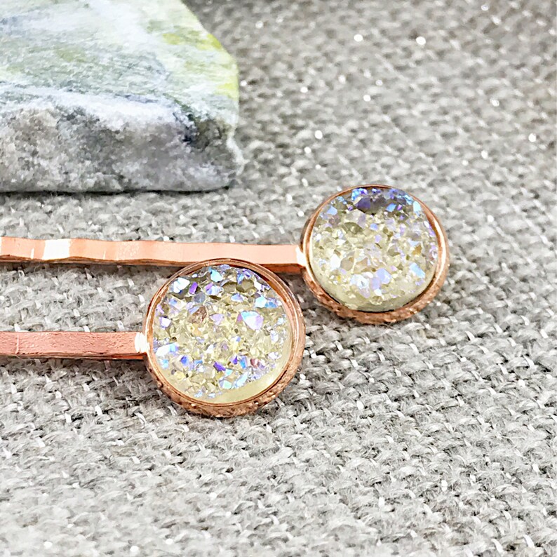 Champagne Druzy Bobby Pins Prom Hair Pins Hair Accessories Etsy