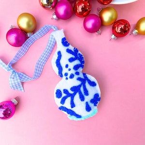 Chinoiserie, Ginger Jar Ornament, Hostess Gift for Woman, Blush Pink, Blue Christmas, Ginger Jar, Chinoiserie Chic, Temple Jar