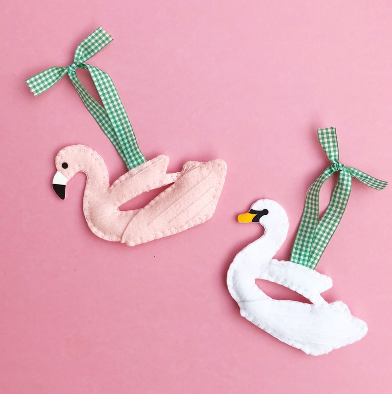 Flamingo Pool Float Christmas Ornament Colorful Christmas Etsy