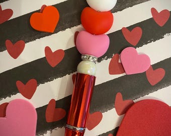 SALDI*** Penna, Penna con perline a forma di cuore, Penna ricaricabile per San Valentino