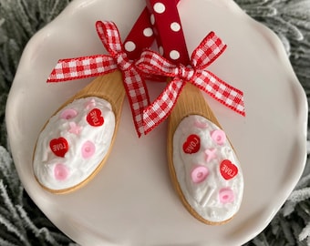 Cucchiai da forno finti per San Valentino - Decorazione per vassoio a più livelli, set da 2