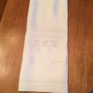 Extra Large Damask Monogrammed Tea Towel; Vintage Tea Towel; Monogram &quot;DCW&quot;; Vintage Linens; Collector Linens; Gift Linens
