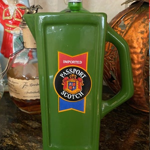 Passport Scotch Green Pitcher; Pub Jug; Green Pitcher; Advertising Pitcher; Vintage; Bar Decor