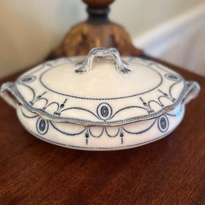 Royal Doulton  Oval Tureen; &quot;Countess&quot; Pattern #523784; 1920&#39;s RARE Blue and White Variation, England