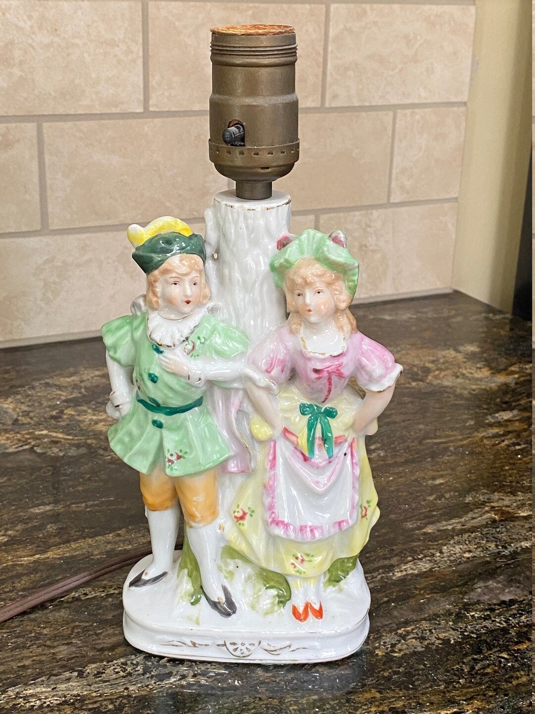 Figural Porcelain Lamp French Decor Hollywood Regency Lamp Boudoir Lamp