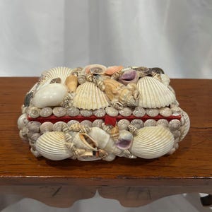 Vintage Shell Box; Sailor&#39;s Valentine; Sea Shell Trinket Box; Folk Art