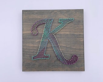 String Art Monogram Letter K - Nursery Decor- Baby Shower-Canada - Ombré Thread - Mom Gift - Gift For Her - Baby Gift - NaileditCa