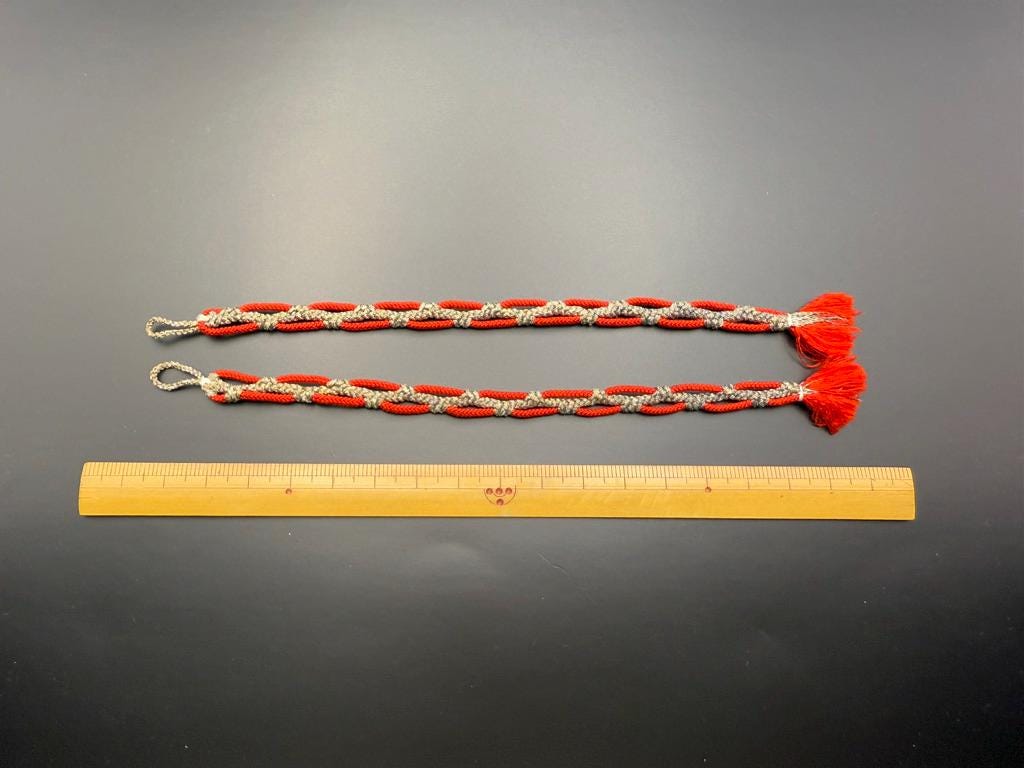 Vintage Japanese Haori-Himo / Cord / M32 / Red / Silver