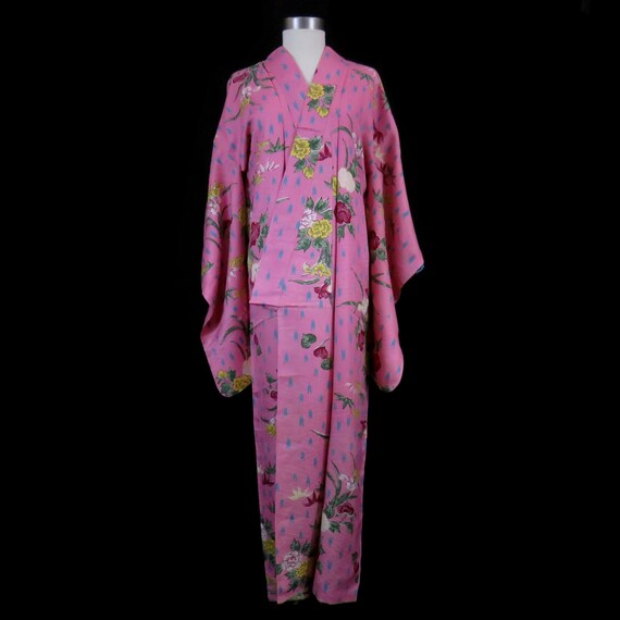 Vintage Japanese Kimono / Komon / Momi / Peony / … - image 3