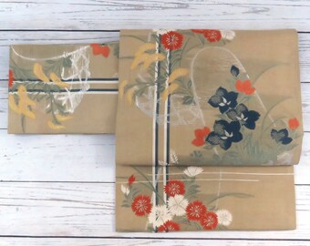 Vintage Japanese Kimono / Obi / Belt / Nagoya-Obi / Summer Obi / Dianthus / D142