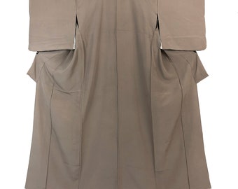 Kimono japonés vintage / Hitoe / Iromuji / Kumoi-Chirimen / Gris / Marrón claro / D201