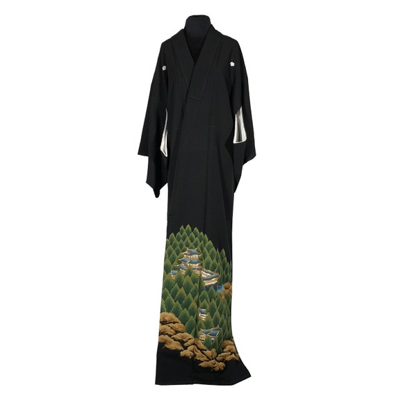 Vintage Japanese Kimono / Black Kimono / Kuro Tom… - image 3