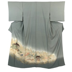 Vintage Japanese Kimono / Iro Tomesode / Nuitori Chirimen / J4