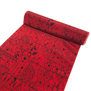 Vintage Kimono Fabric Per Yard / Acetate and Nylon / Fabric roll / Geometric / Red / Good condition / J123