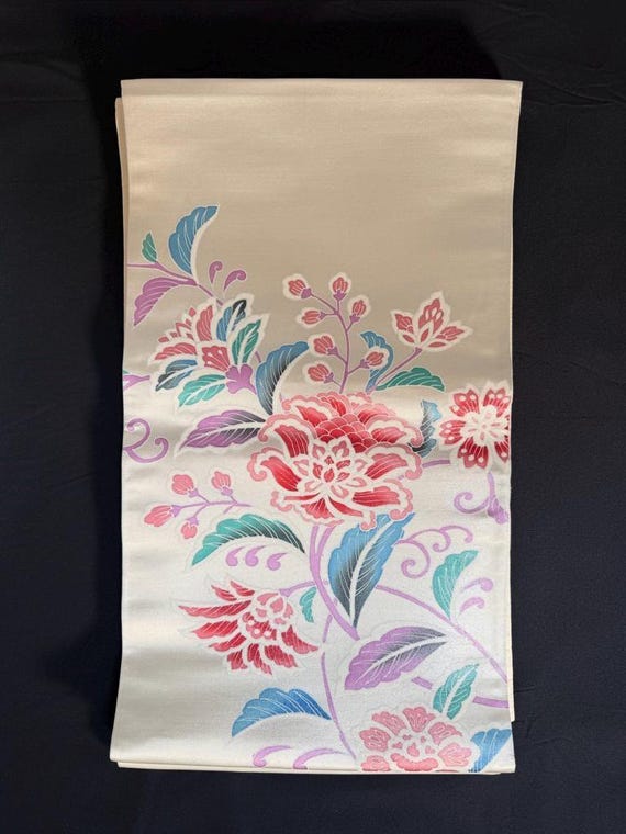 Vintage Japanese Kimono / Obi / Belt / Fukuro Obi / Flower / N42