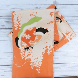 Vintage Japanese Kimono / Obi / Belt / Hukuro-Obi / Reversible / Butterfly / D118