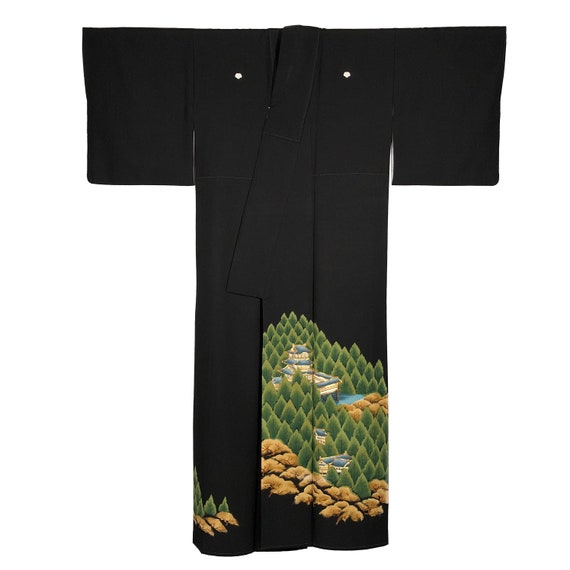 Vintage Japanese Kimono / Black Kimono / Kuro Tom… - image 2