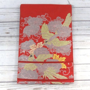 Vintage Japanese Kimono / Obi / Belt / Fukuro-Obi / Bird / Chrysanthemum / D160