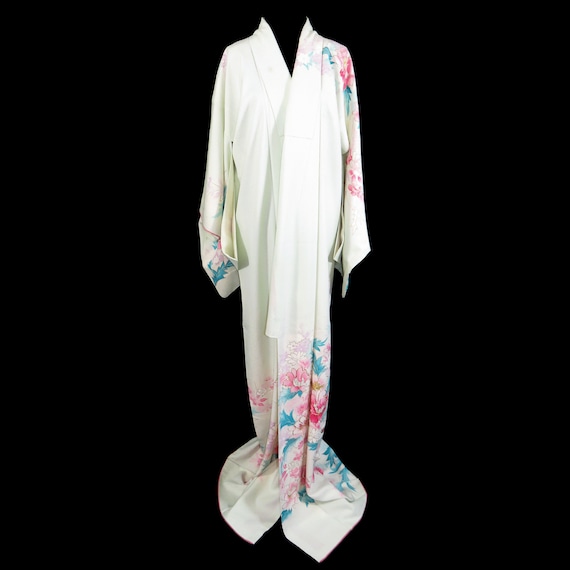 Vintage Japanese Kimono / Houmongi / Peony / Kawa… - image 2