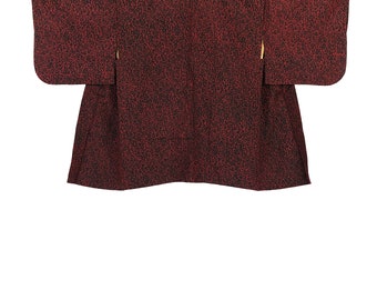 Vintage Japanese Haori / Kimono Jacket / Kimono Coat / Meisen / Komon / Ikat / Red / Black / Floral / J120