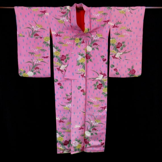Vintage Japanese Kimono / Komon / Momi / Peony / … - image 4