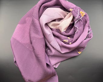 Vintage Japanese Obi-age / Purple / Pink / Shibori / Plum / 29cm x 162cm / M40